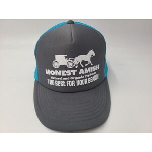 Honest Amish Beard Mesh Trucker Snapback Hat Cap Grooming Hair Care Gray Blue